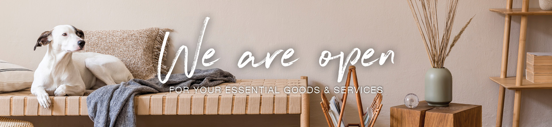 COVID BANNER – 1920x444px – We are open with dog_2021